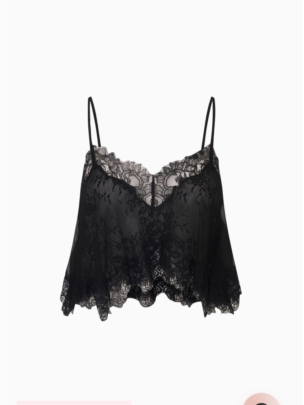 LoveShackFancy Elysia Silk Lace Crop Top in Black - Picture 4 of 7